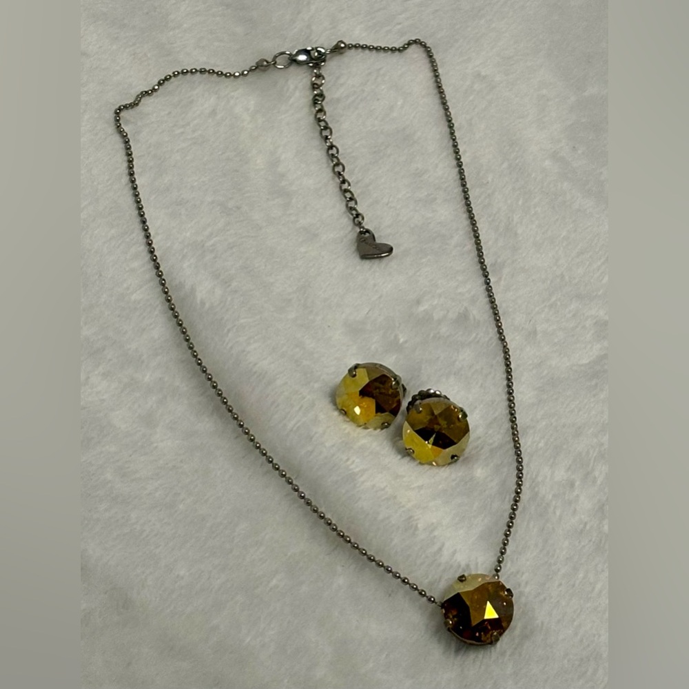 SABIKA Basics Yellow one Stone Necklace and Earrings